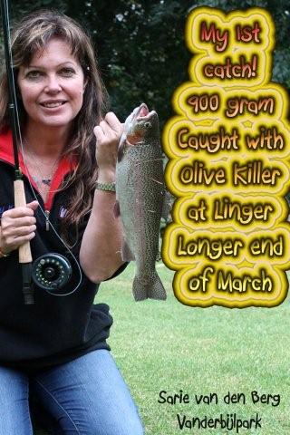 Sarie van den Berg first trout at Linger Longer end of March 2012